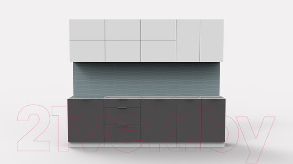 Изображение товара Кухонный гарнитур Интермебель Микс Топ-39 2.6м без столешницы (белый премиум/графит серый)