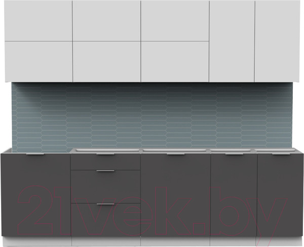 Изображение товара Кухонный гарнитур Интермебель Микс Топ-39 2.6м без столешницы (белый премиум/графит серый)