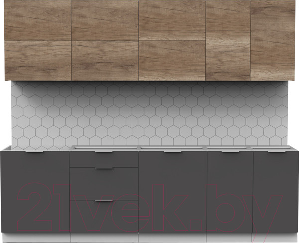 Изображение товара Кухонный гарнитур Интермебель Микс Топ-39 2.6м без столешницы (дуб каньон/графит серый)