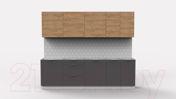 Изображение товара Кухонный гарнитур Интермебель Микс Топ-39 2.6м без столешницы (дуб крафт золотой/графит серый)