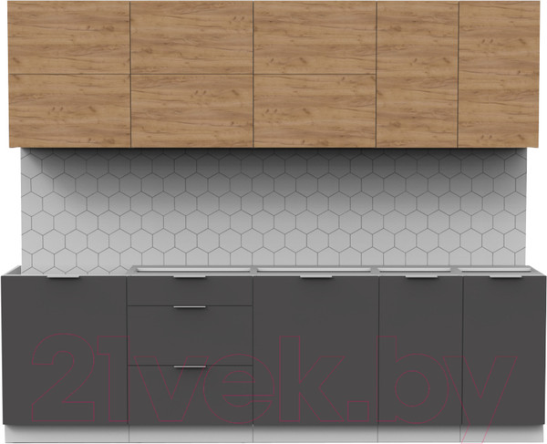 Изображение товара Кухонный гарнитур Интермебель Микс Топ-39 2.6м без столешницы (дуб крафт золотой/графит серый)