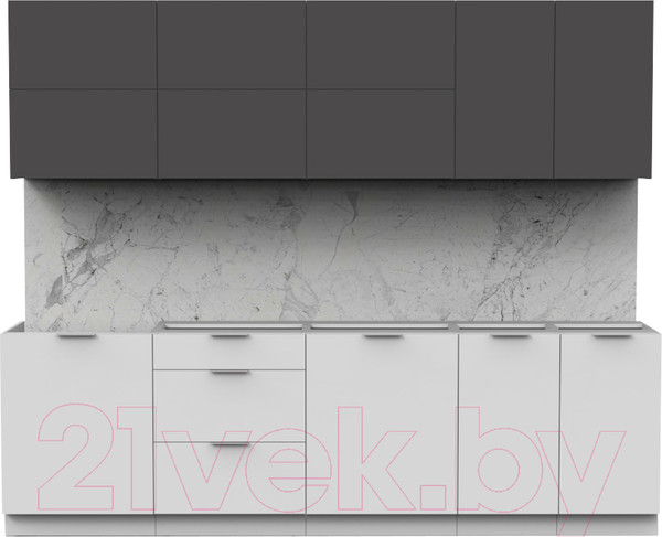 Изображение товара Кухонный гарнитур Интермебель Микс Топ-39 2.6м без столешницы (графит серый/белый премиум)
