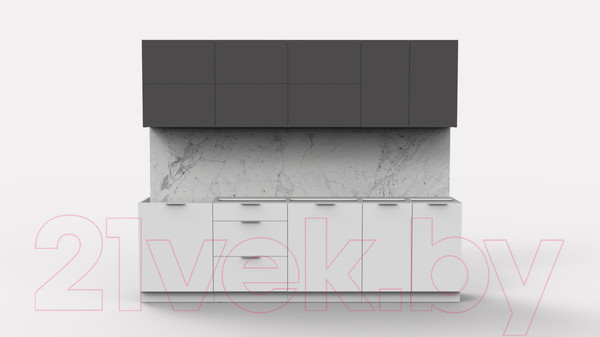 Изображение товара Кухонный гарнитур Интермебель Микс Топ-39 2.6м без столешницы (графит серый/белый премиум)