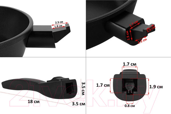 Изображение товара Съемная ручка для посуды Elan Gallery Гармония Вкуса / 120232 (черный мрамор)