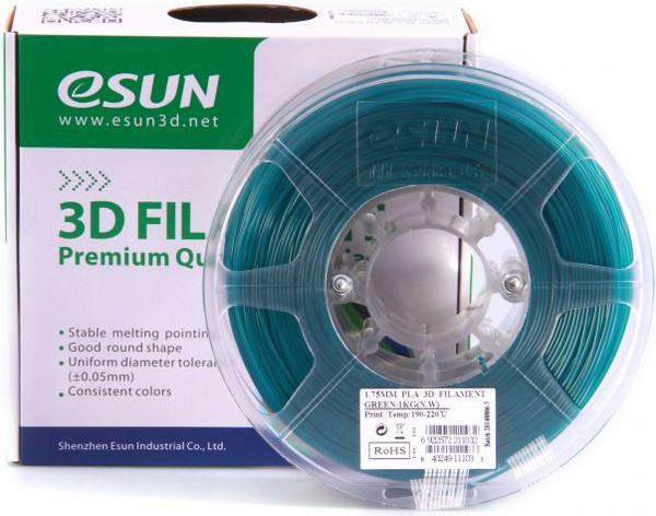 Изображение товара Пластик для 3D-печати eSUN PLA / т0025291 (1.75мм, 1кг, зеленый)