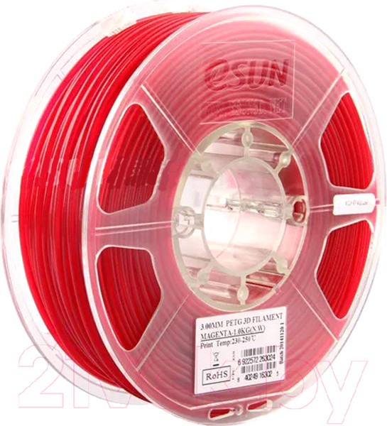 Изображение товара Пластик для 3D-печати eSUN PETG / т0026318 (1.75мм, 1кг, Magenta)