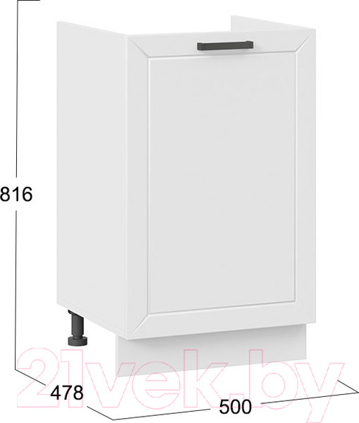 Изображение товара Шкаф под мойку ТриЯ Лорас 1Н5М (белый/холст белый)