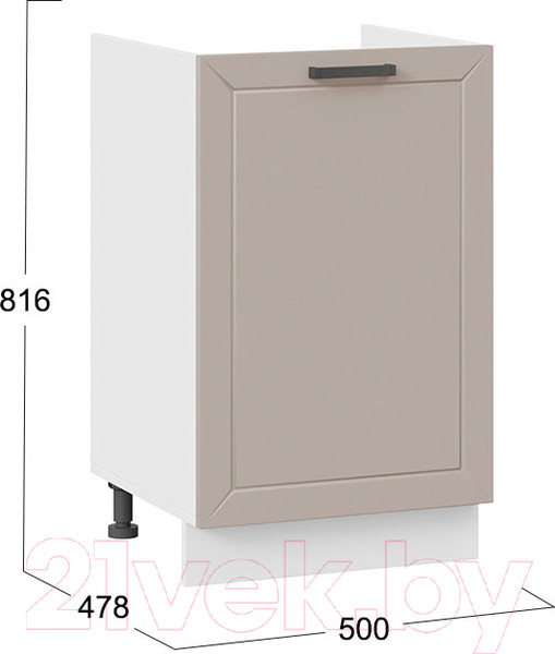 Изображение товара Шкаф под мойку ТриЯ Лорас 1Н5М (белый/холст латте)