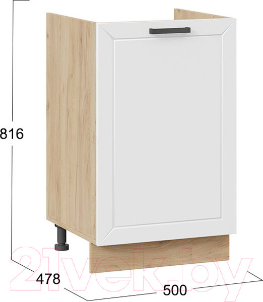 Изображение товара Шкаф под мойку ТриЯ Лорас 1Н5М (дуб крафт золотой/холст белый)