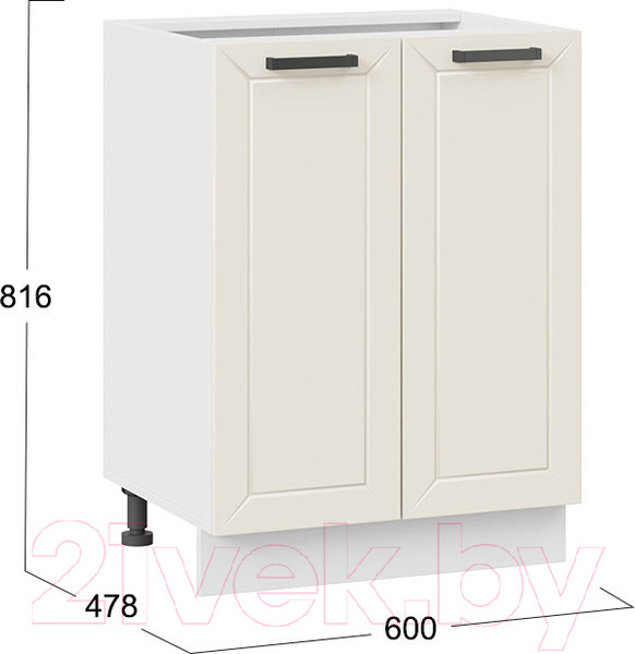 Изображение товара Шкаф-стол кухонный ТриЯ Лорас 1Н6 (белый/холст брюле)