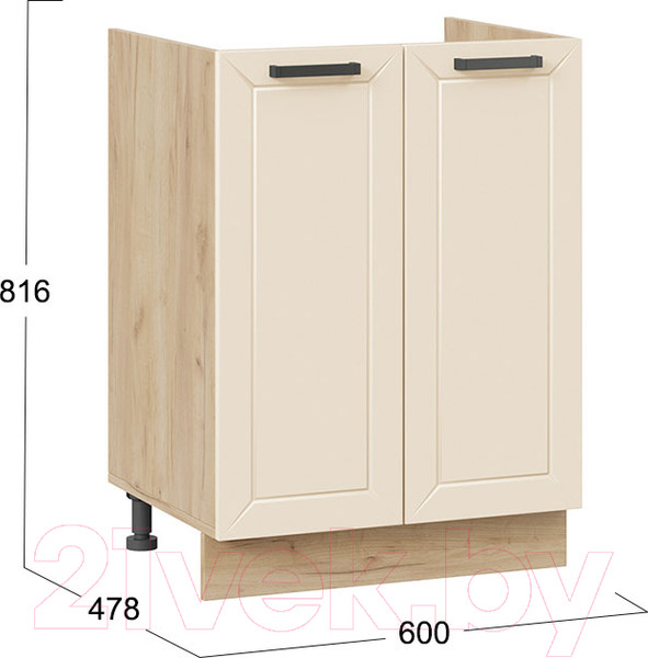 Изображение товара Шкаф под мойку ТриЯ Лорас 1Н6М (дуб крафт золотой/холст брюле)