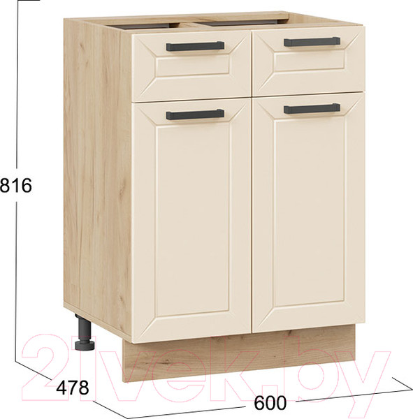 Изображение товара Шкаф-стол кухонный ТриЯ Лорас 1Н6Я1 (дуб крафт золотой/холст брюле)