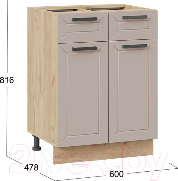 Изображение товара Шкаф-стол кухонный ТриЯ Лорас 1Н6Я1 (дуб крафт золотой/холст латте)