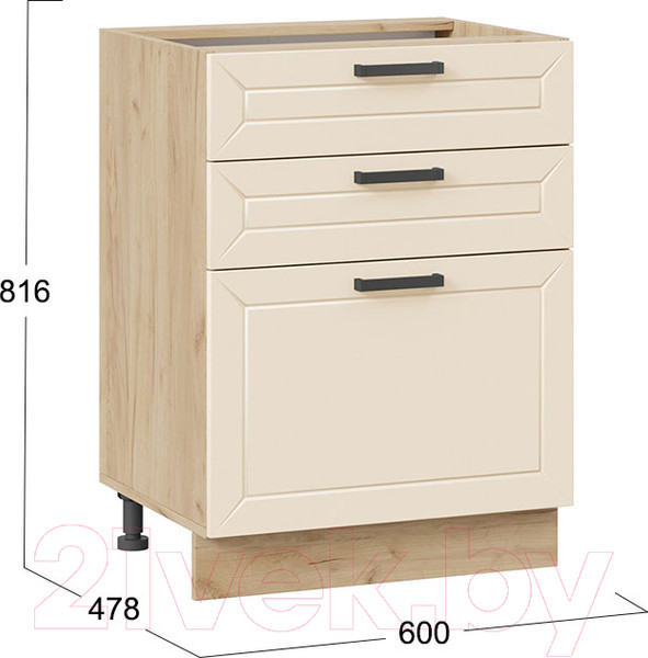 Изображение товара Шкаф-стол кухонный ТриЯ Лорас 1Н6Я3 (дуб крафт золотой/холст брюле)