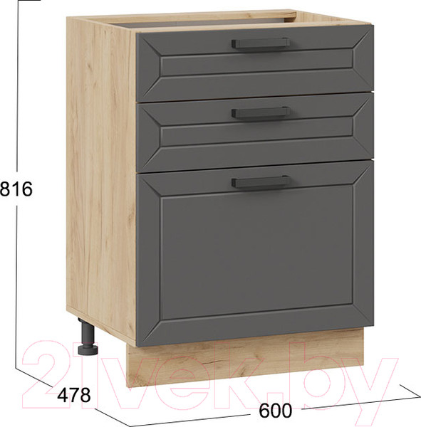 Изображение товара Шкаф-стол кухонный ТриЯ Лорас 1Н6Я3 (дуб крафт золотой/холст вулкан)