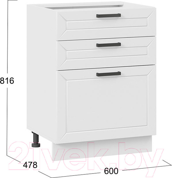 Изображение товара Шкаф-стол кухонный ТриЯ Лорас 1Н6Я3 (белый/холст белый)