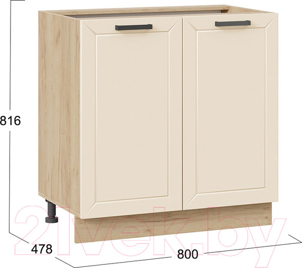 Изображение товара Шкаф-стол кухонный ТриЯ Лорас 1Н8 (дуб крафт золотой/холст брюле)