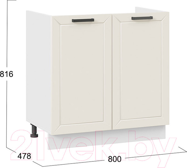 Изображение товара Шкаф под мойку ТриЯ Лорас 1Н8М (белый/холст брюле)