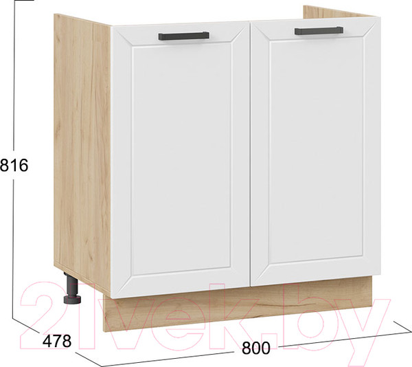 Изображение товара Шкаф под мойку ТриЯ Лорас 1Н8М (дуб крафт золотой/холст белый)