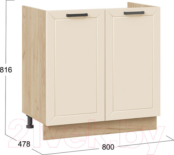 Изображение товара Шкаф под мойку ТриЯ Лорас 1Н8М (дуб крафт золотой/холст брюле)