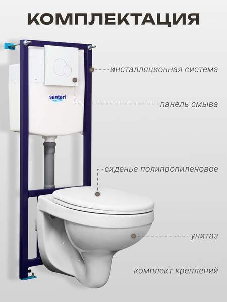 Изображение товара Унитаз подвесной с инсталляцией Santeri Альфа 138159S0000B2
