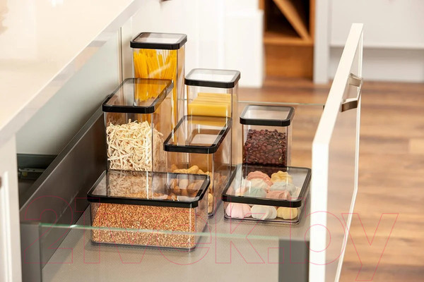 Изображение товара Емкость для хранения Rotho Loft Premium / 1160508080 (прозрачный/черный)