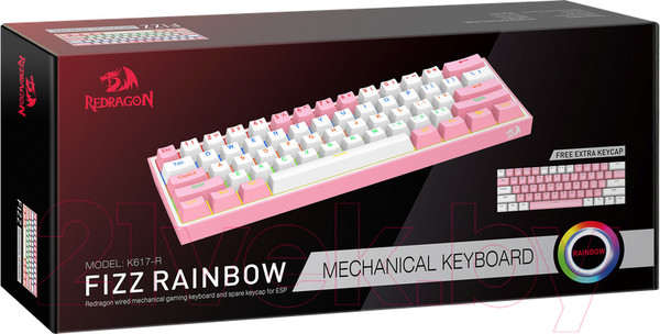 Изображение товара Клавиатура Redragon Fizz / 70672 (розовый/белый)