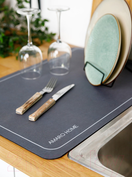 Изображение товара Коврик для сушки посуды Amaro Home AH-KAFM-S/WA (мокрый асфальт)