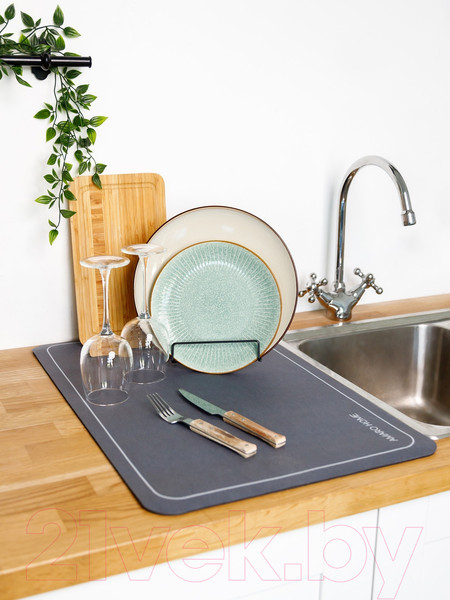 Изображение товара Коврик для сушки посуды Amaro Home AH-KAFM-S/WA (мокрый асфальт)
