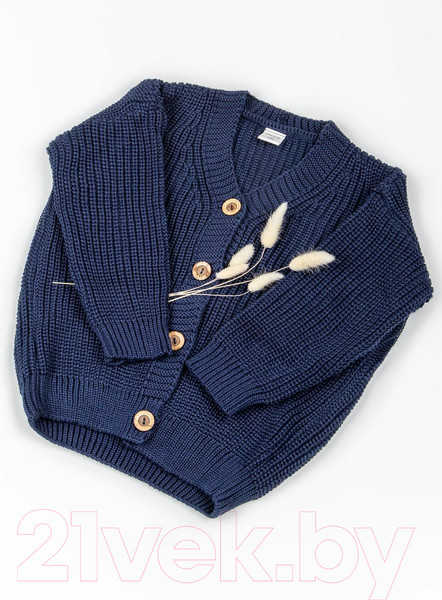 Изображение товара Кардиган детский Amarobaby Knit / AB-OD21-KNIT19/20-128 (синий, р.128)