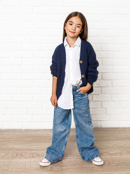 Изображение товара Кардиган детский Amarobaby Knit / AB-OD21-KNIT19/20-128 (синий, р.128)