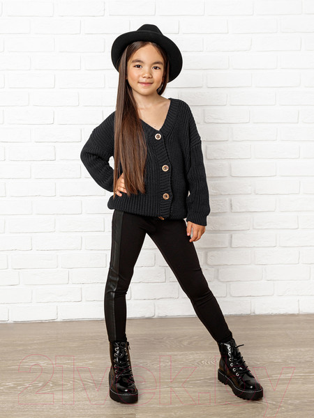 Изображение товара Кардиган детский Amarobaby Knit / AB-OD21-KNIT19/09-134 (черный, р.134)