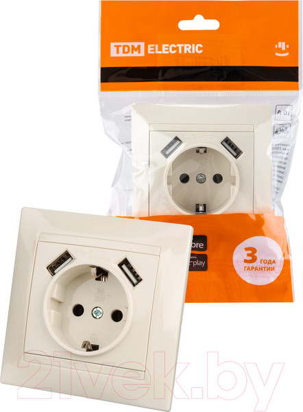 Изображение товара Розетка TDM Лама SQ1815-0142 (слоновая кость)