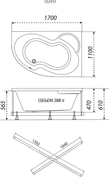 Изображение товара Ванна акриловая Triton Мари 170x110 R