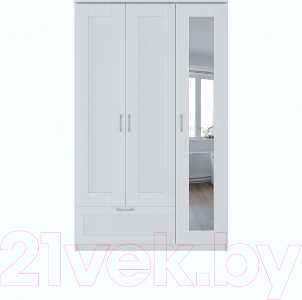 Изображение товара Шкаф Mio Tesoro Сириус 3-х створчатый 1 ящик 2.02.01.030.1 (белый)