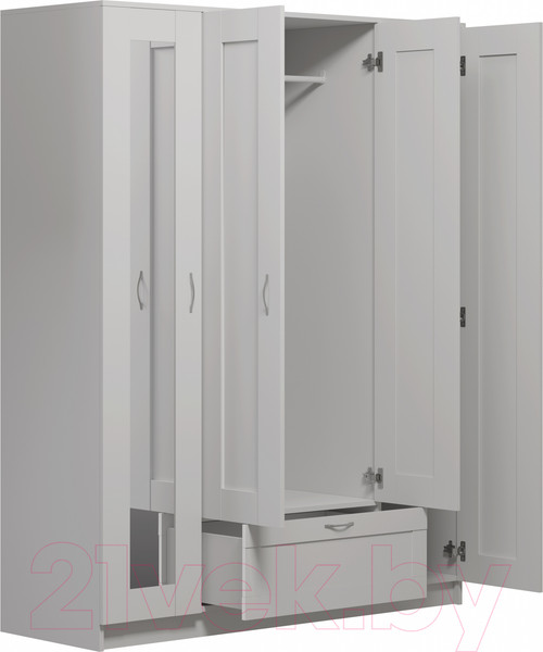 Изображение товара Шкаф Mio Tesoro Сириус 4-х створчатый 1 ящик с 2-мя зеркалами 2.02.01.042.1 (белый)