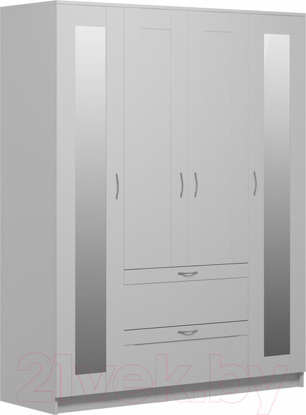 Изображение товара Шкаф Mio Tesoro Сириус 4-х створчатый 2 ящика с 2-мя зеркалами 2.02.01.092.1 (белый)