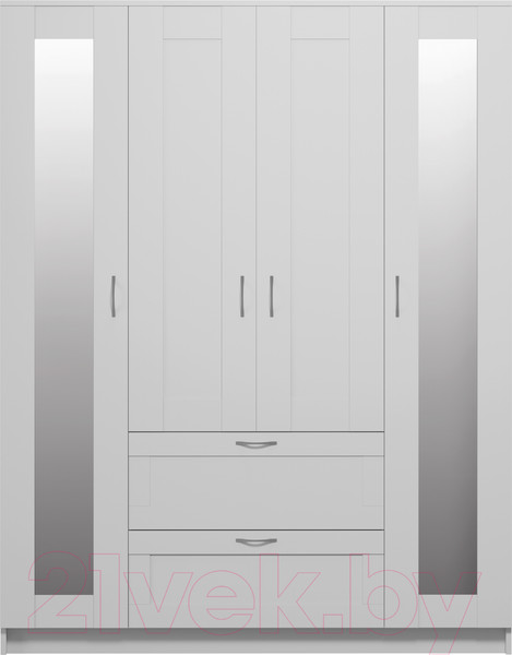 Изображение товара Шкаф Mio Tesoro Сириус 4-х створчатый 2 ящика с 2-мя зеркалами 2.02.01.092.1 (белый)