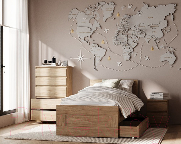 Изображение товара Односпальная кровать Mio Tesoro Сириус 80x200 2.02.04.160.3 (дуб сонома)