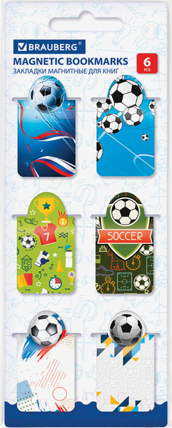 Изображение товара Набор закладок Brauberg Football / 113161 (6шт)