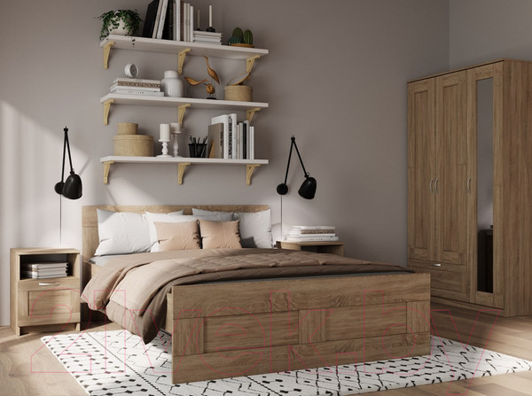 Изображение товара Двуспальная кровать Mio Tesoro Сириус 200x200 2.02.04.220.3 (сонома)