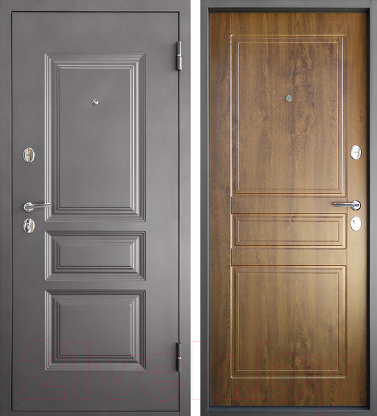 Изображение товара Входная дверь Промет Марс 6 Классика 86x205 (правая, Mocco 999/дуб темный ПФ-031)