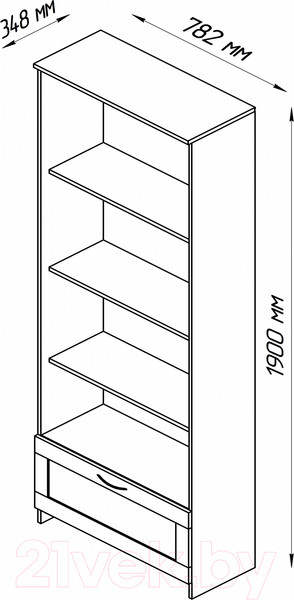 Изображение товара Стеллаж Mio Tesoro Сириус 1 ящик 78x190 2.02.07.100.3 (сонома)