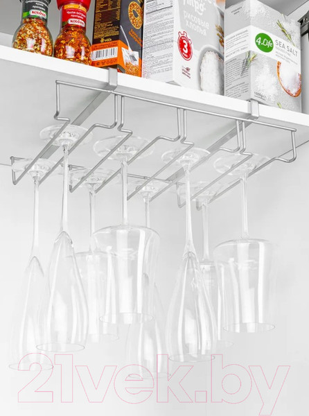 Изображение товара Держатель бокалов на рейлинг El Casa 240119 (серебристый)