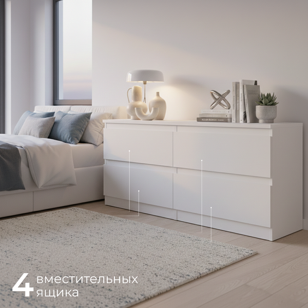 Изображение товара Тумба Mio Tesoro Кастор 4 ящика 2.03.03.100.1 (белый)