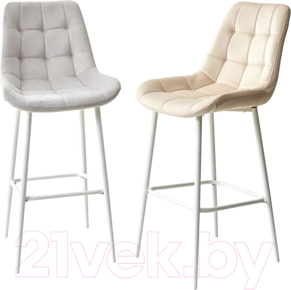 Изображение товара Стул барный M-City Хофман / 688M04888 (H-09 светло-серый велюр/белый)