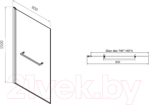 Изображение товара Стеклянная шторка для ванны Allen Brau Priority 3.31023.00 / 274701
