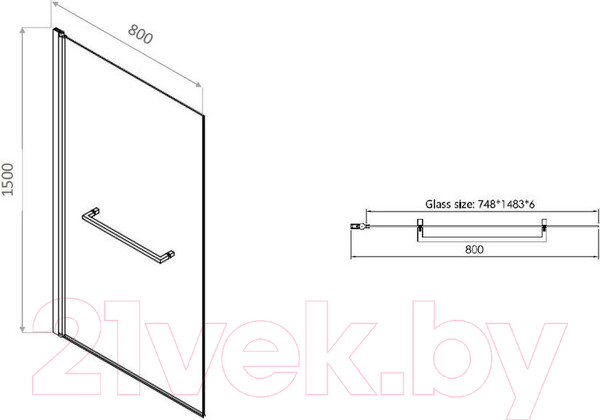 Изображение товара Стеклянная шторка для ванны Allen Brau Priority 3.31024.BA / 274702