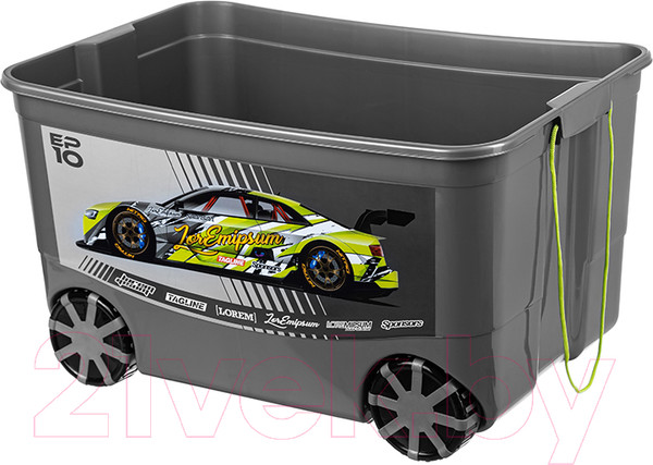 Изображение товара Ящик для хранения El Casa KidsBox Спорткар / 640334 (серый с черной крышкой)