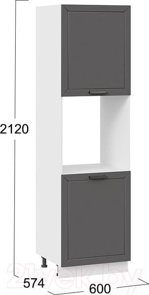 Изображение товара Шкаф-пенал кухонный ТриЯ Лорас 1П6 (белый/холст вулкан)